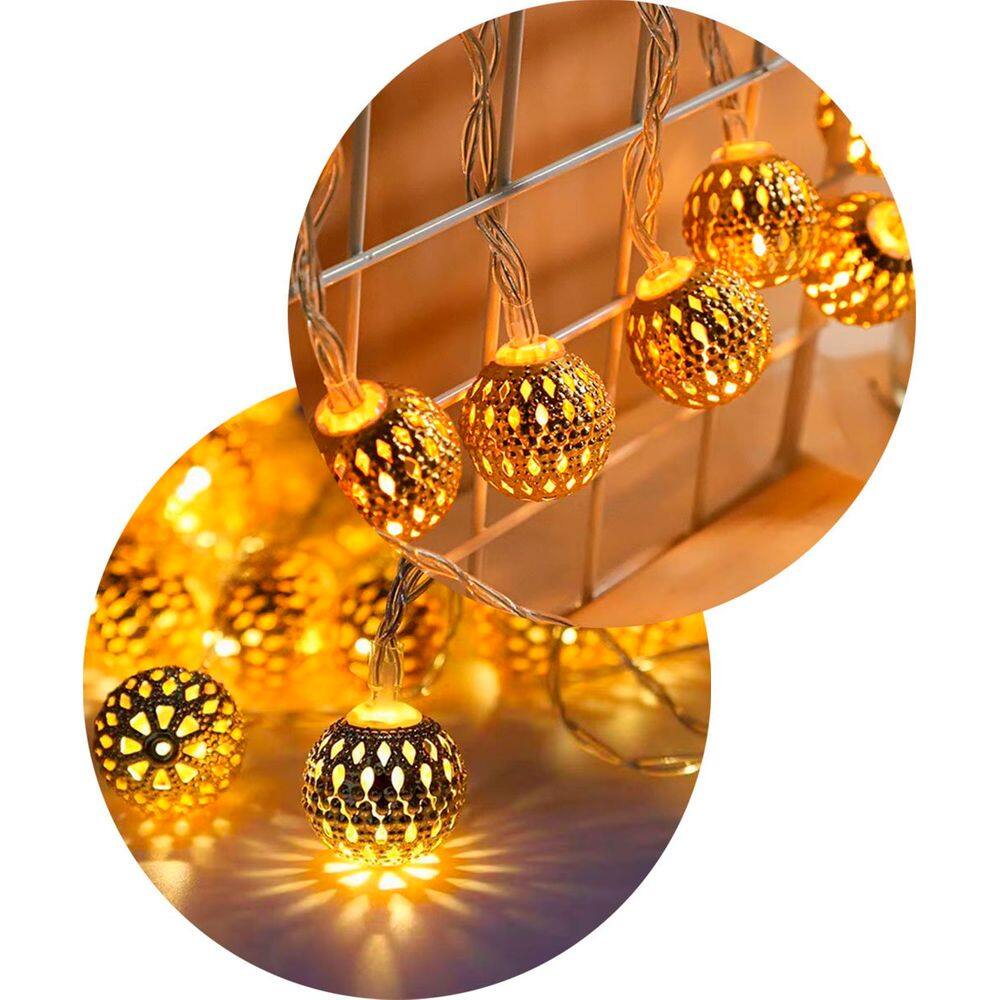 Cordão Luminoso 10 Bolas Luzes LEDs Decoração De 2,30 Metros