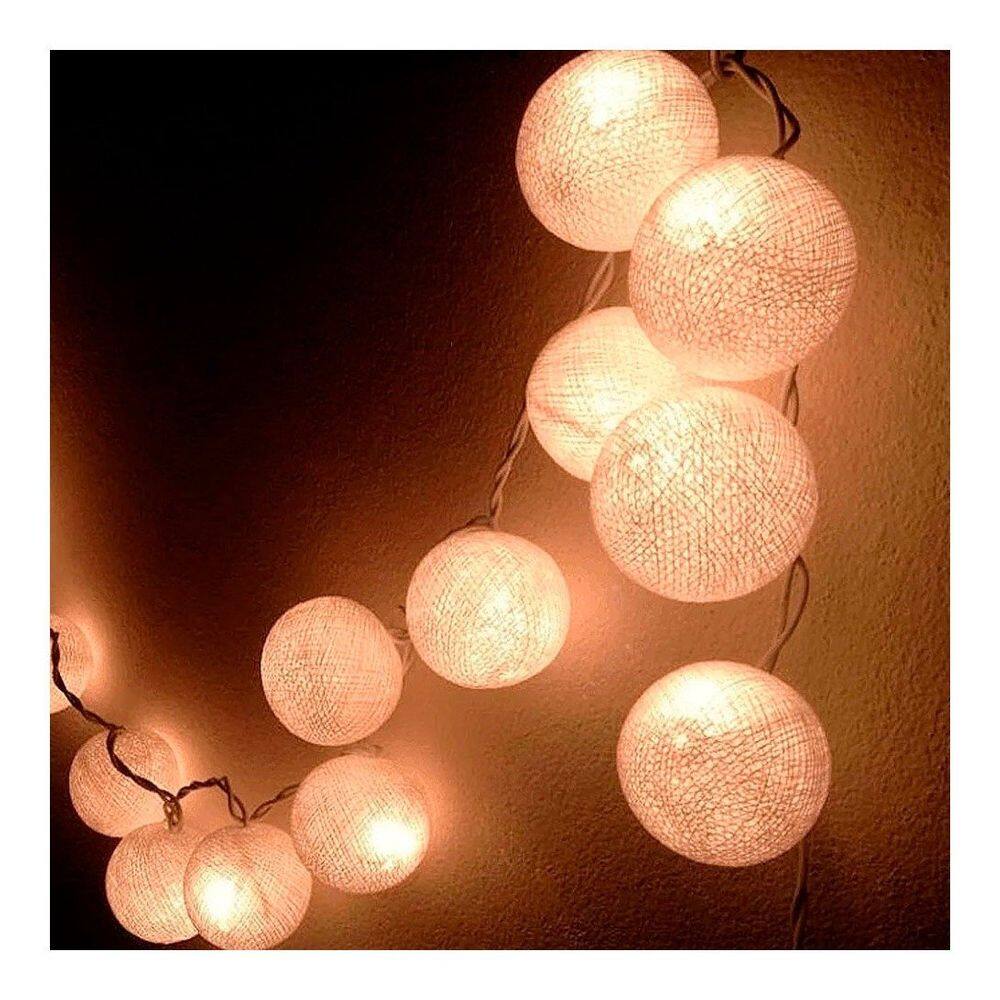 Cordão Fio de Luz de Bolinhas Douradas Led 10 Bolas á Pilha 1,80m