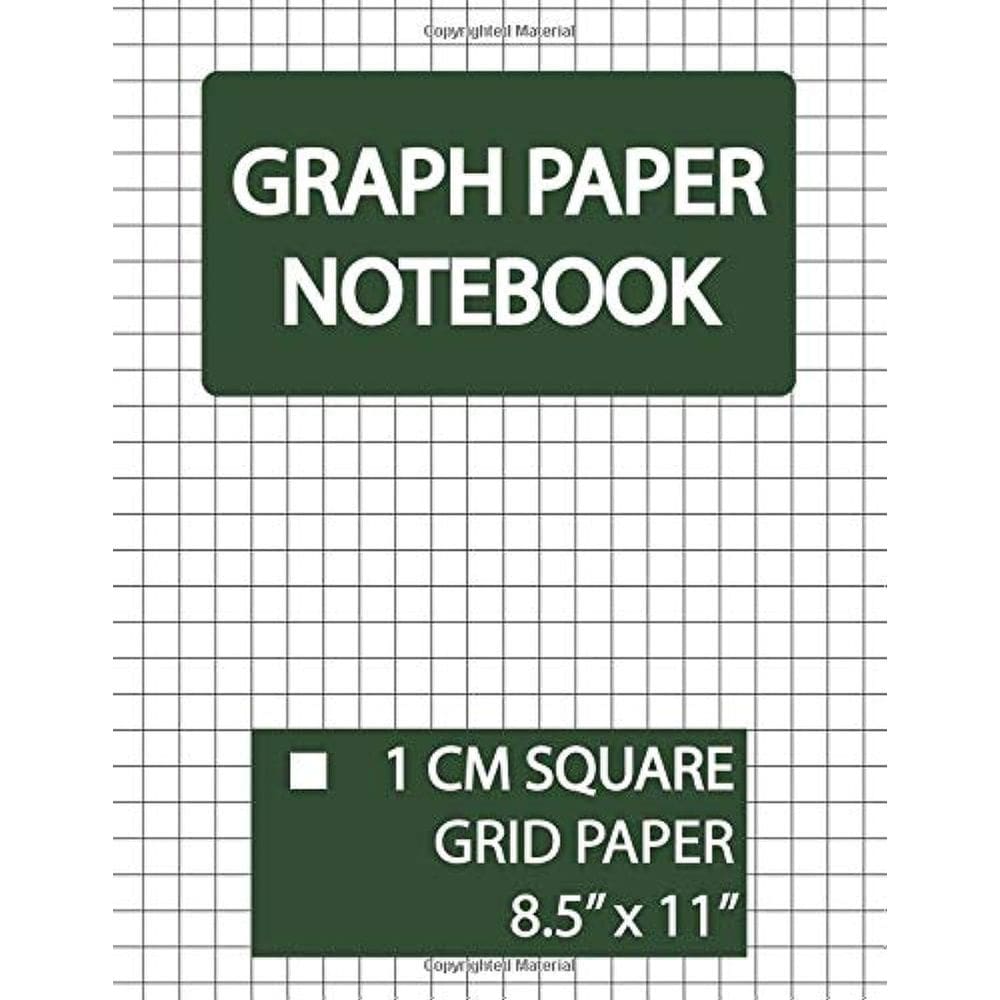 Caderno de papel quadriculado de 1 cm com grade quadrada