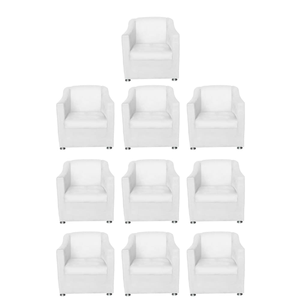 Kit 10 Poltronas Bia Decorativa Reforçada Recepção Clínica Salão Sala De Estar Courino
