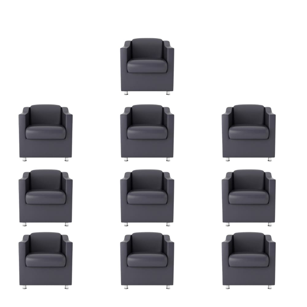 Kit 10 Poltronas Bia Decorativa Reforçada Recepção Clínica Salão Sala De Estar Courino