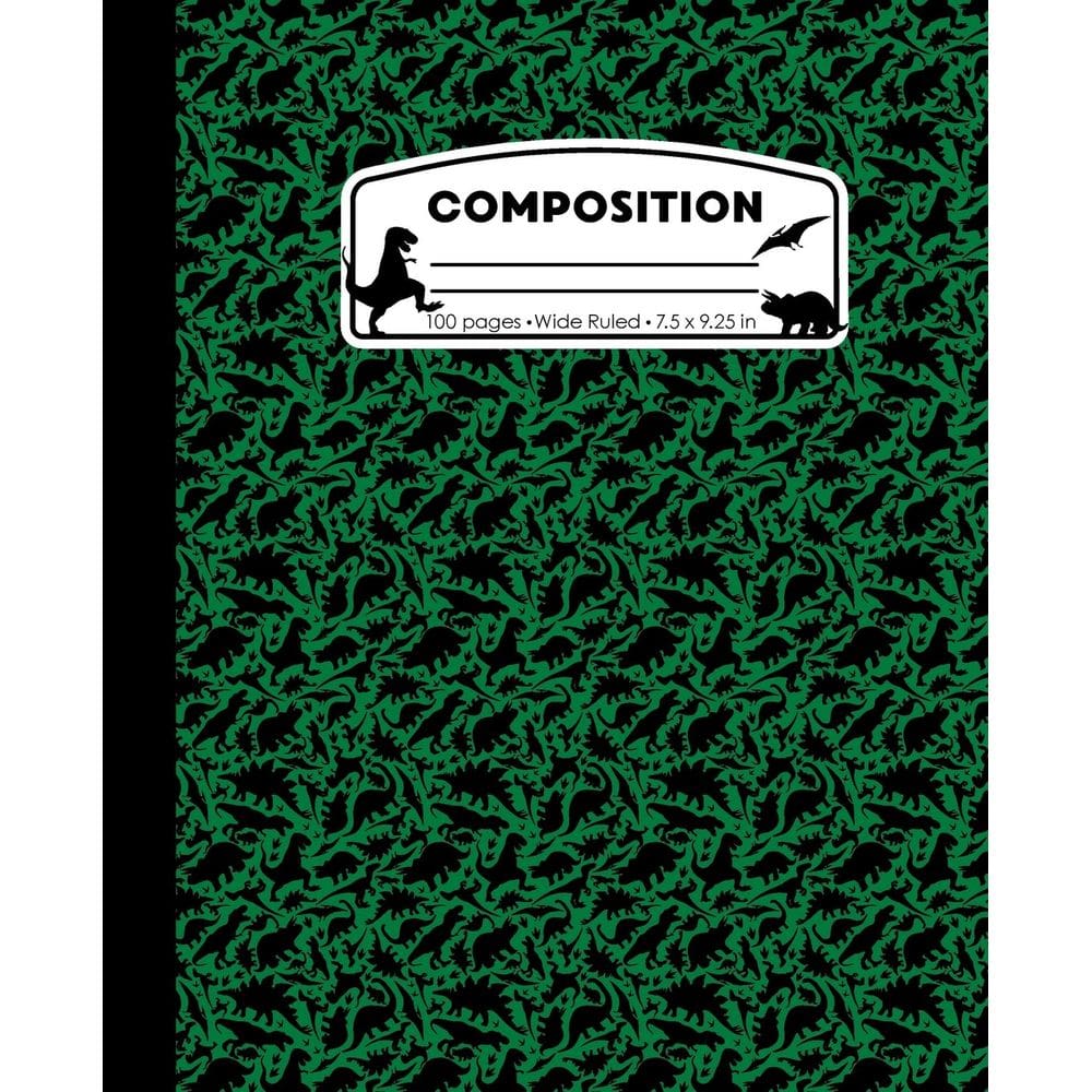 Caderno de composição Genérica Dinosaur Green Marble 100pg