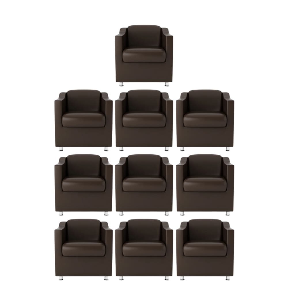 Kit 10 Poltronas Bia Decorativa Reforçada Recepção Clínica Salão Sala De Estar Courino