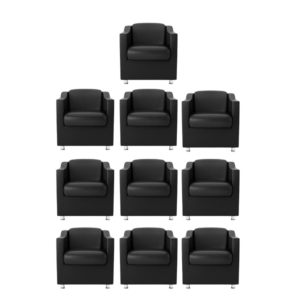 Kit 10 Poltronas Bia Decorativa Reforçada Recepção Clínica Salão Sala De Estar Courino
