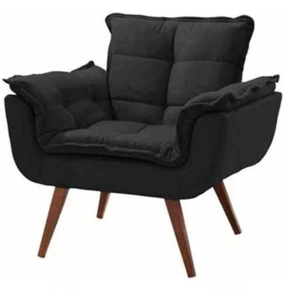 Poltrona Opalla Decorativa Reforçada Recepção Sala De Estar Suede