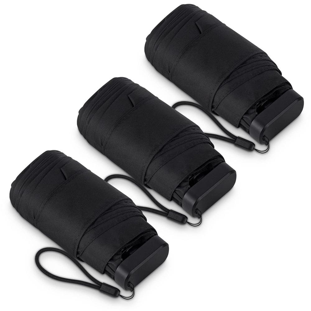 Mini guarda-chuva LEAGERA Compact impermeável para bolsa preta, pacote com 3