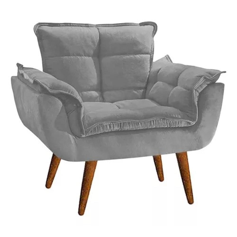 Poltrona Opalla Decorativa Reforçada Recepção Sala De Estar Suede