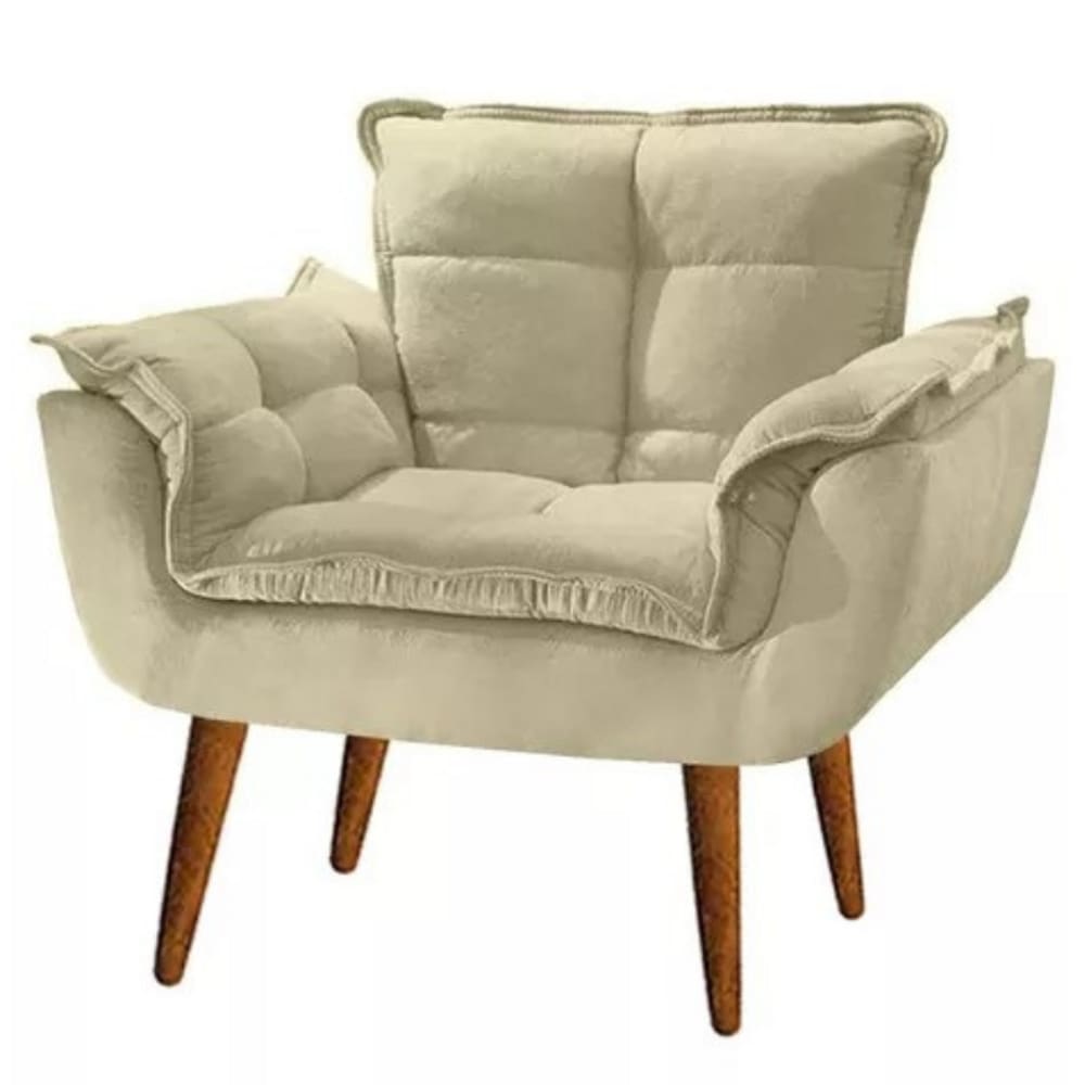 Poltrona Opalla Decorativa Reforçada Recepção Sala De Estar Suede