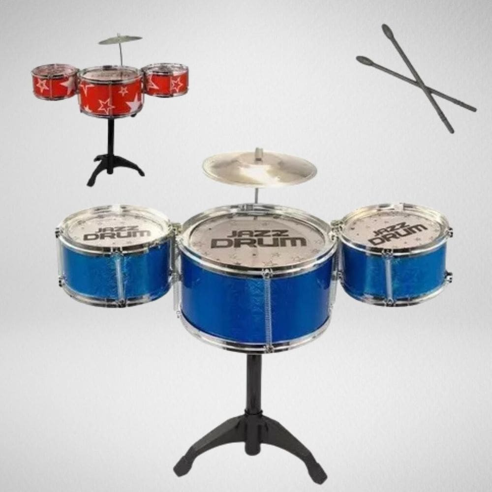 Incrível Kit Bateria Infantil Completo Baquetas E Banquinho