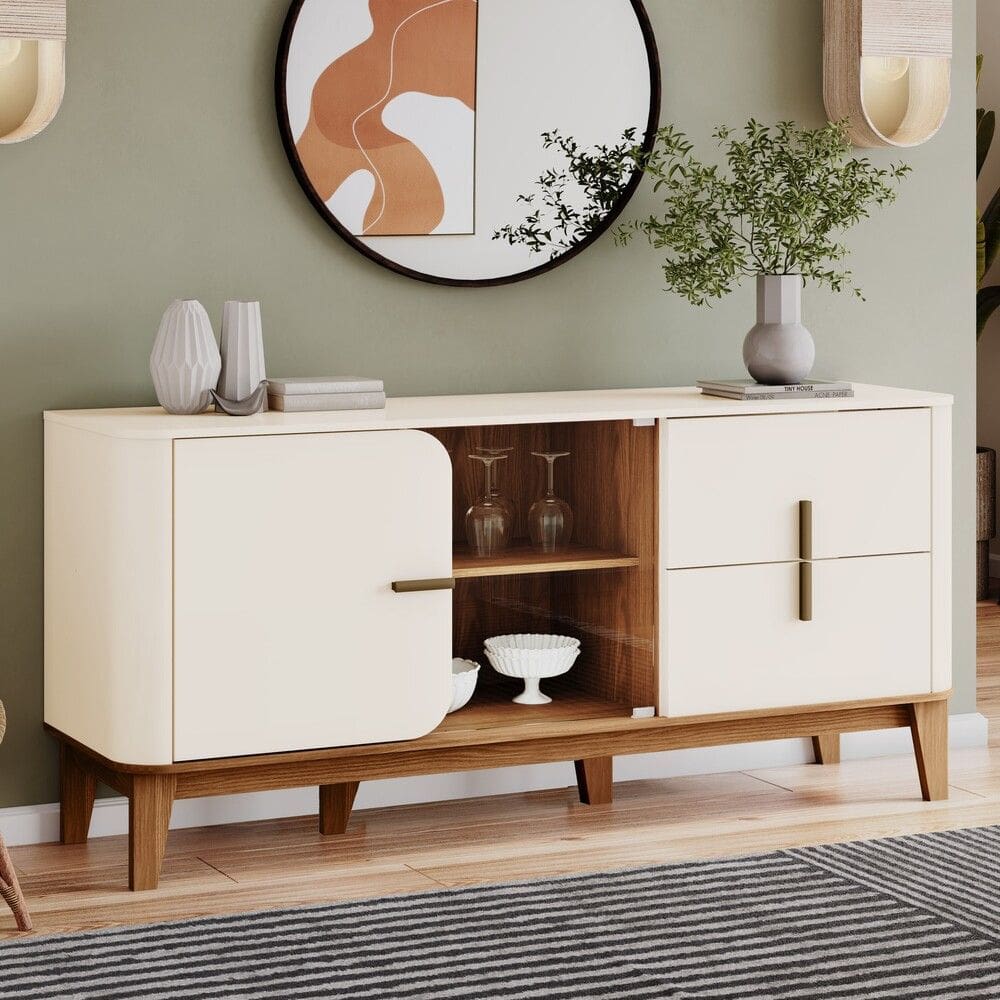 Buffet Rael para Sala de Jantar 2 Portas 2 Gavetas Retro