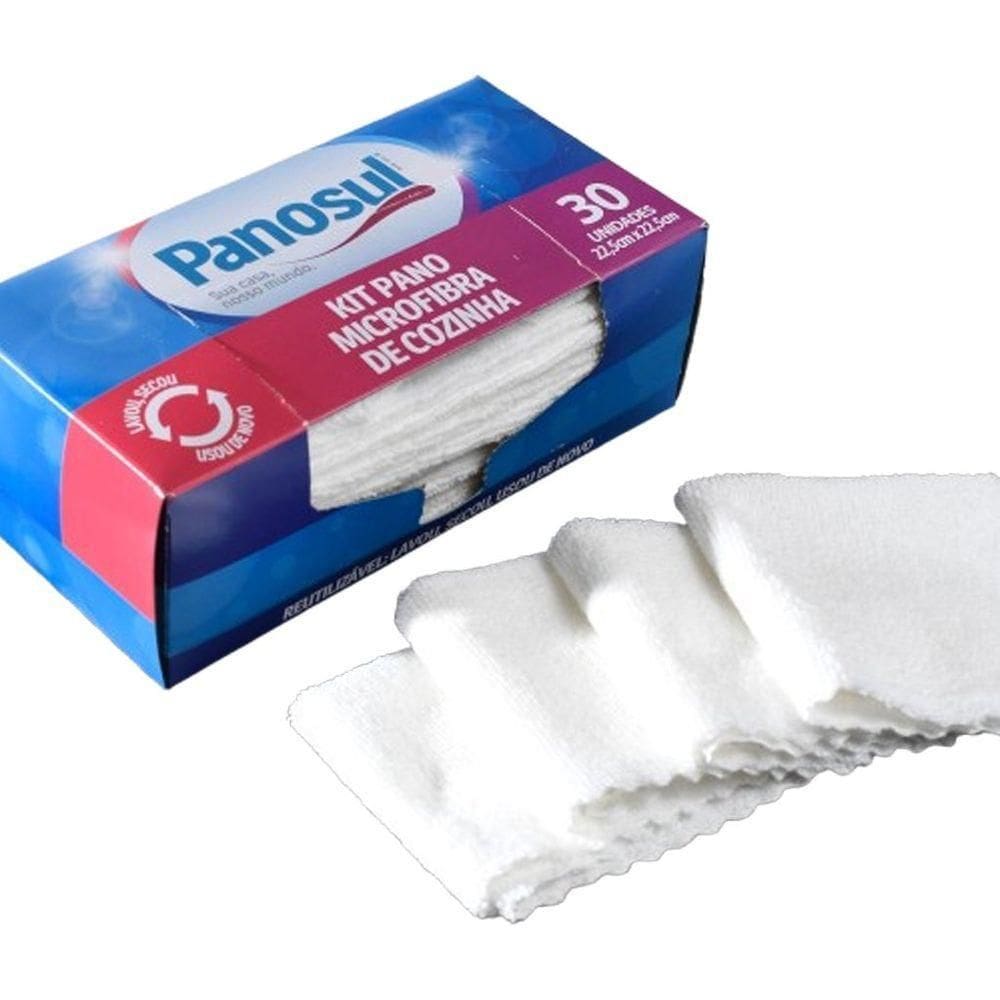 Kit Pano Microfibra De Cozinha 30 Unidades 22,5x22,5cm Branco
