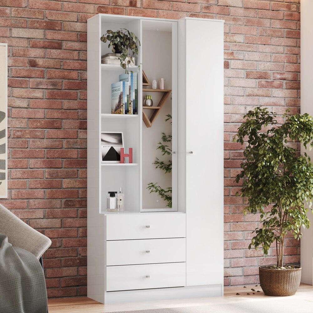 Armário Multiuso Doha 1 Porta 3 Gavetas com Nichos decorativos