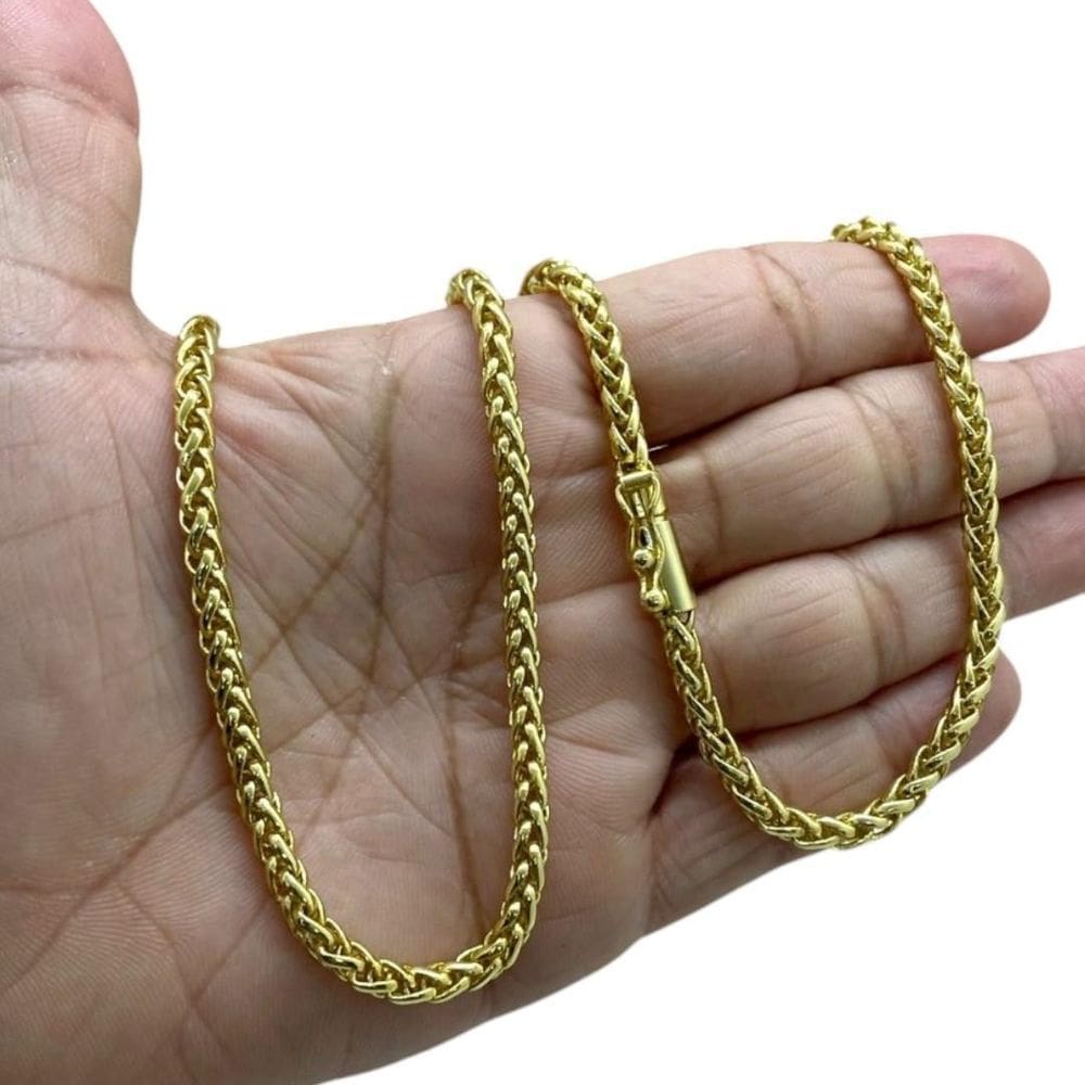 Corrente Peruano 5Mm Fecho Canhão Luxo Banhado A Ouro 18K