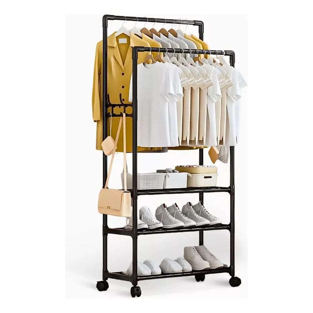 Estante Rack Dupla Multifucional Linha Smatspace Preto 55x170cm Rio Home