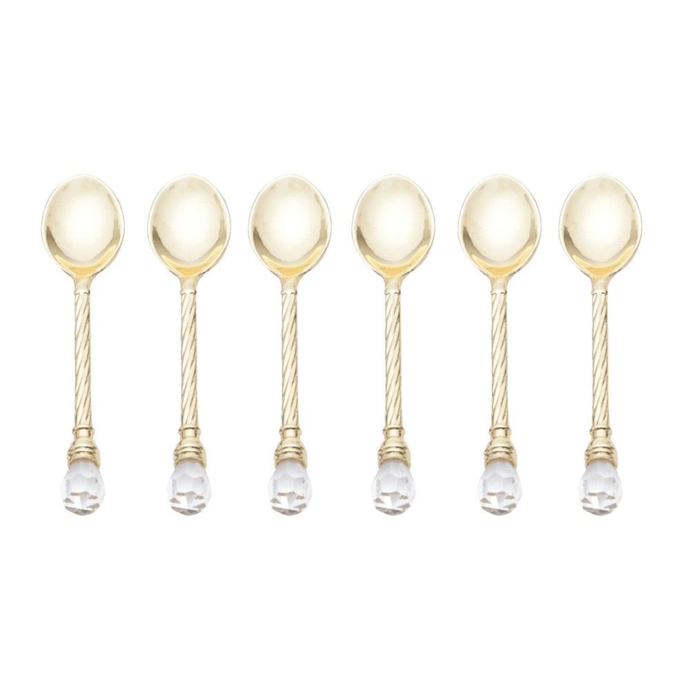 Conjunto 6 Colheres de Café de Zamac Crystal Dourado 11 cm Wolff