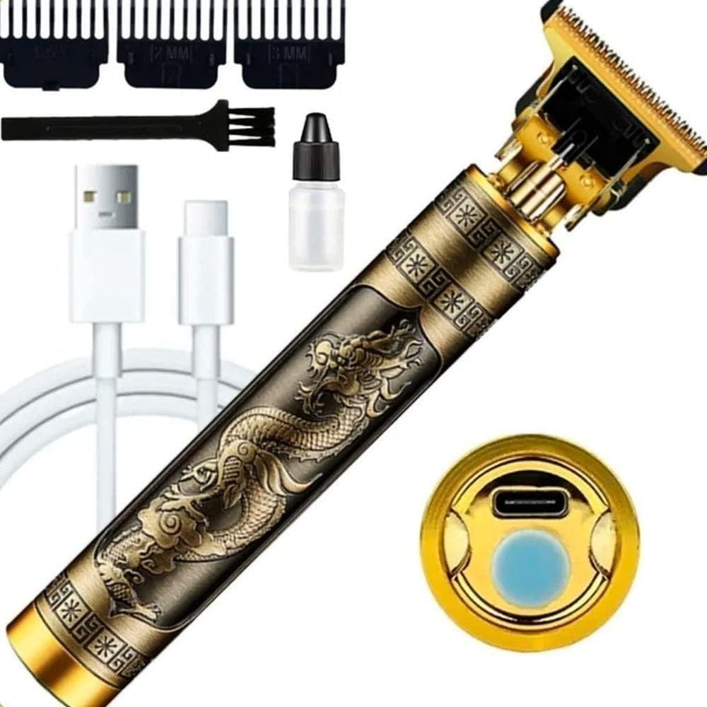 Máquina De Corte Profissional Cabelo E Barba Dragão Sem Fio Recarregável