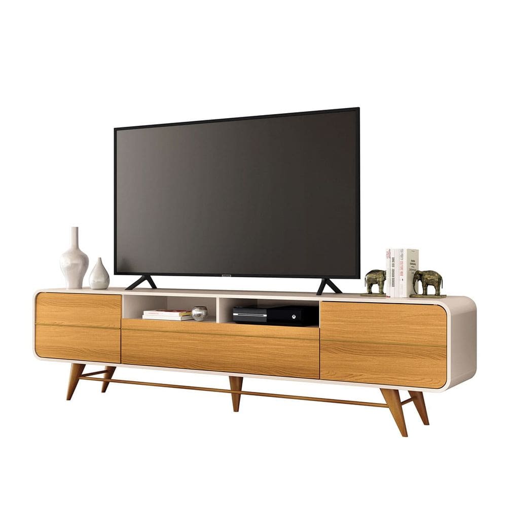 Bancada de Tv Époque até 85 Polegadas de 220x57 Off White-Cinamomo- EdeCasaMoveis
