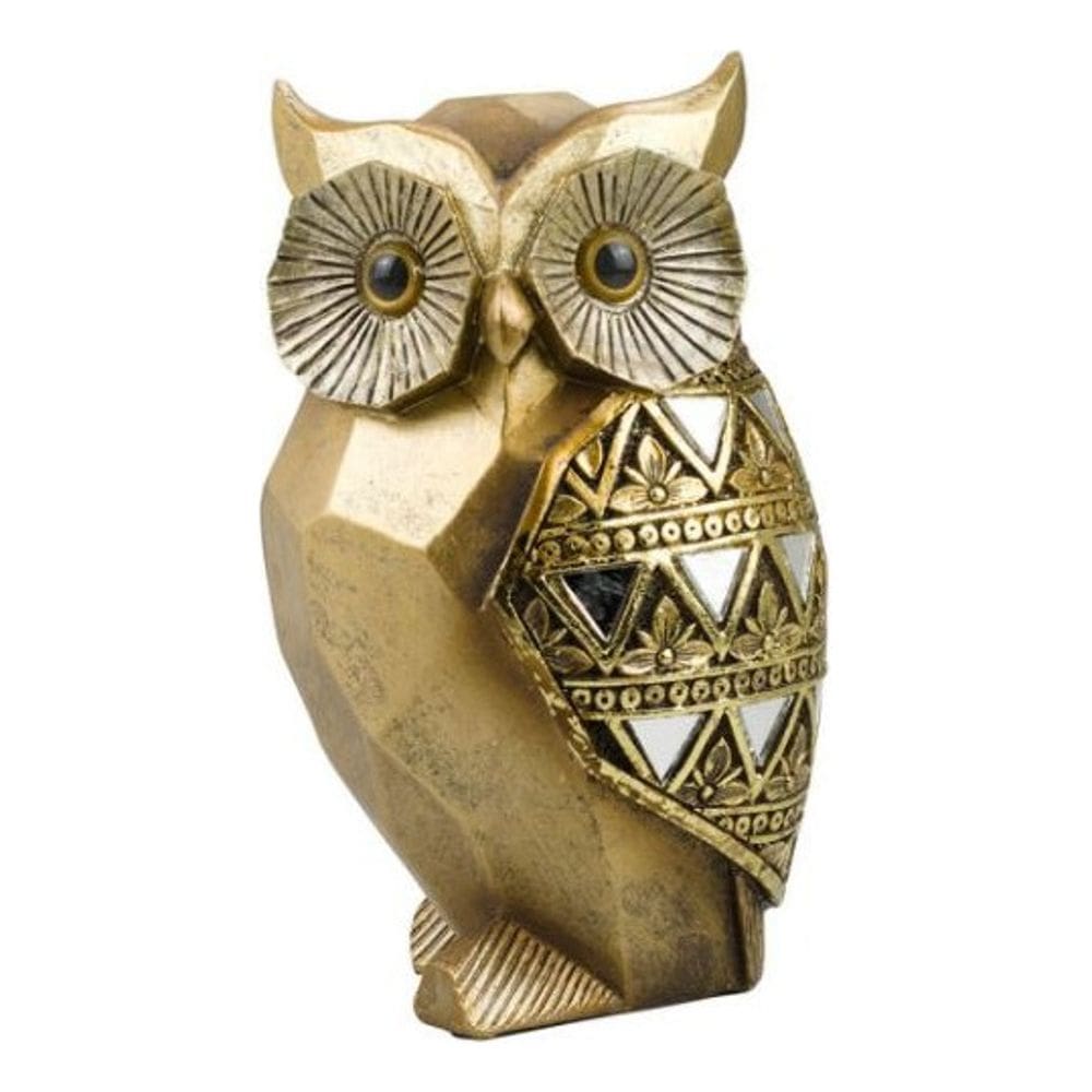 Enfeite Decoração Estante Coruja Corujinha Dourada - 15cm