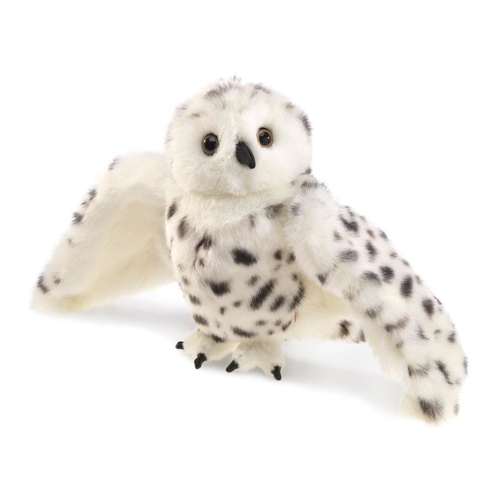 Pacote padrão Hand Puppet Folkmanis Snowy Owl branco preto