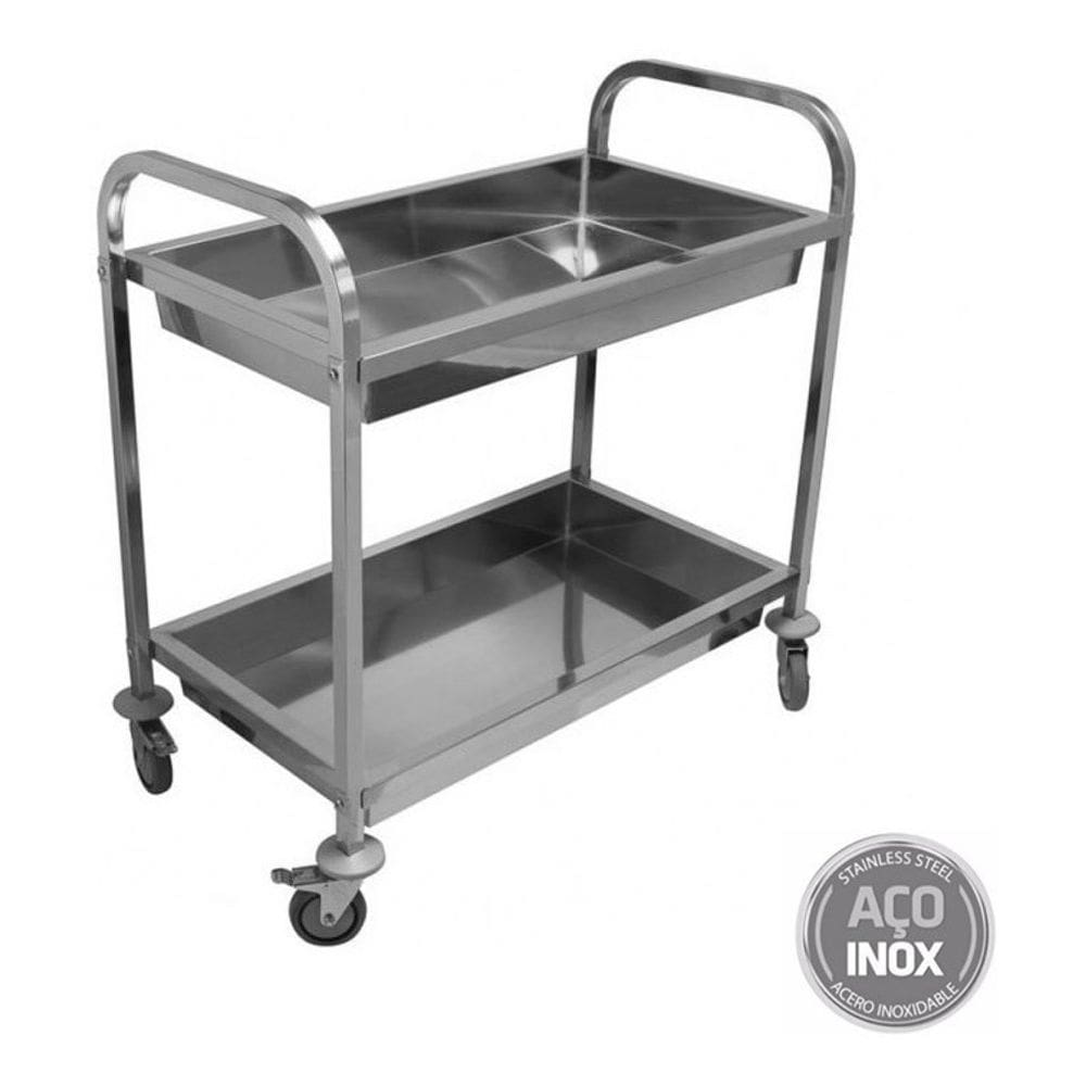 Carrinho Multiuso Inox Hotel Restaurante Hospital 90cmx50cm