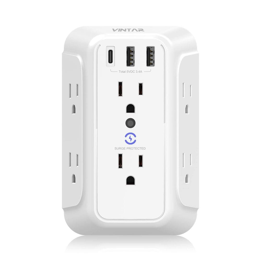 Carregador de parede, protetor contra sobretensão, 6, extensor de saída, 3 portas USB
