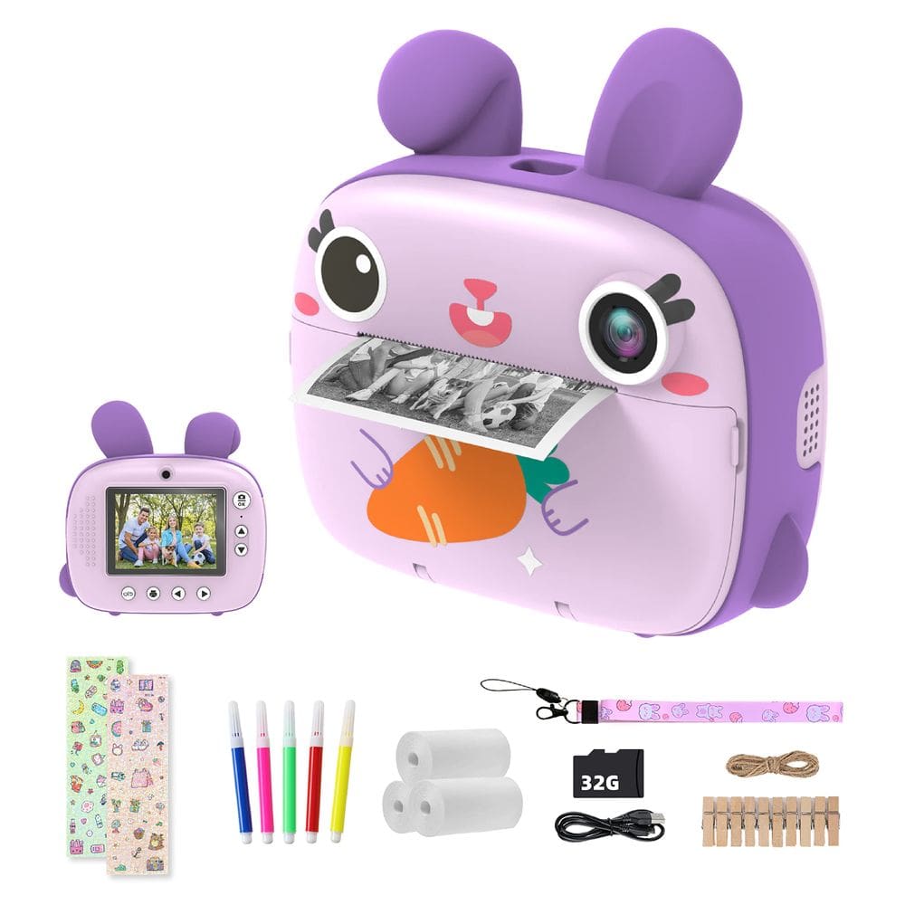 Câmera instantânea CAMCLID 2.5K Kids sem papel de impressão de tinta 32GB