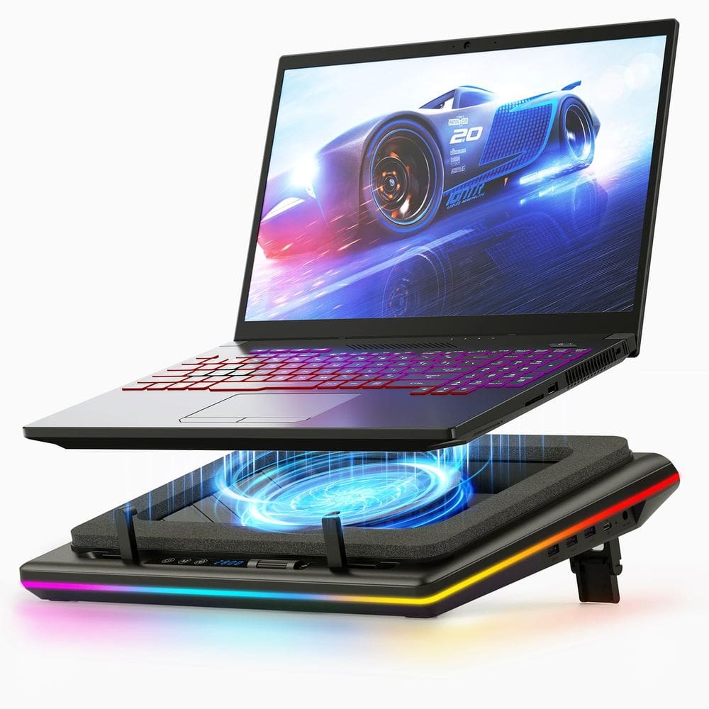 Almofada de resfriamento para laptop llano RGB com turbofan para laptop de 15-19 polegadas
