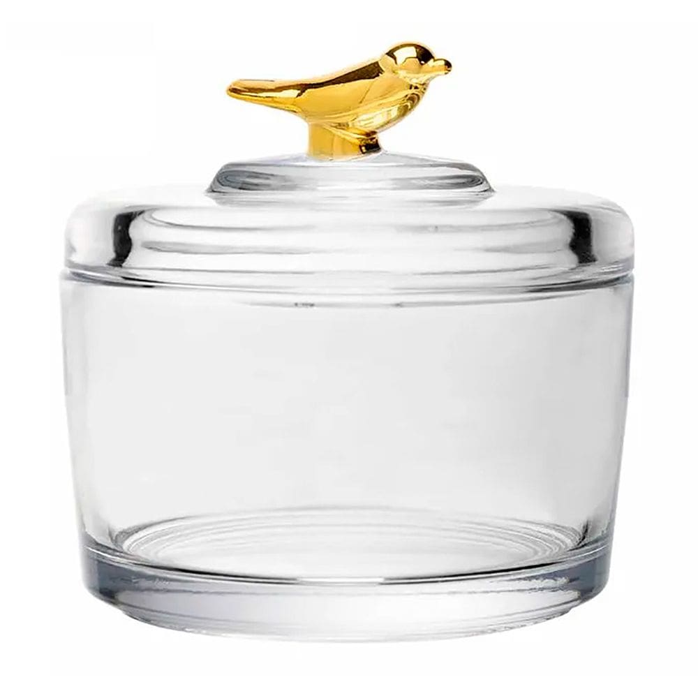 Pote com Tampa Golden Bird Cristal 7x7,5x8,5cm 21039 - Wolff