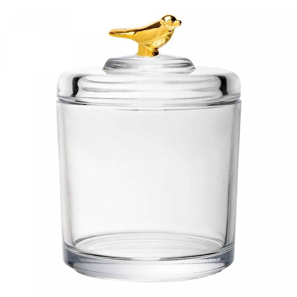 Pote com Tampa Golden Bird Cristal 10,5x10,5x14,5cm 21041 - Wolff
