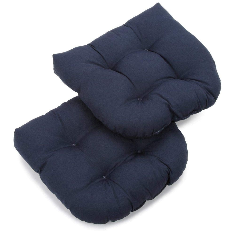 Almofada de cadeira Blazing Needles em forma de U Twill Tufted Navy 19