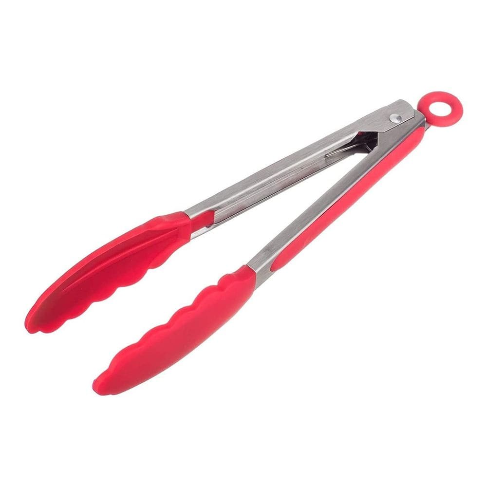 Pegador Pinça Multiuso Vermelho Silicone e Inox com Trava
