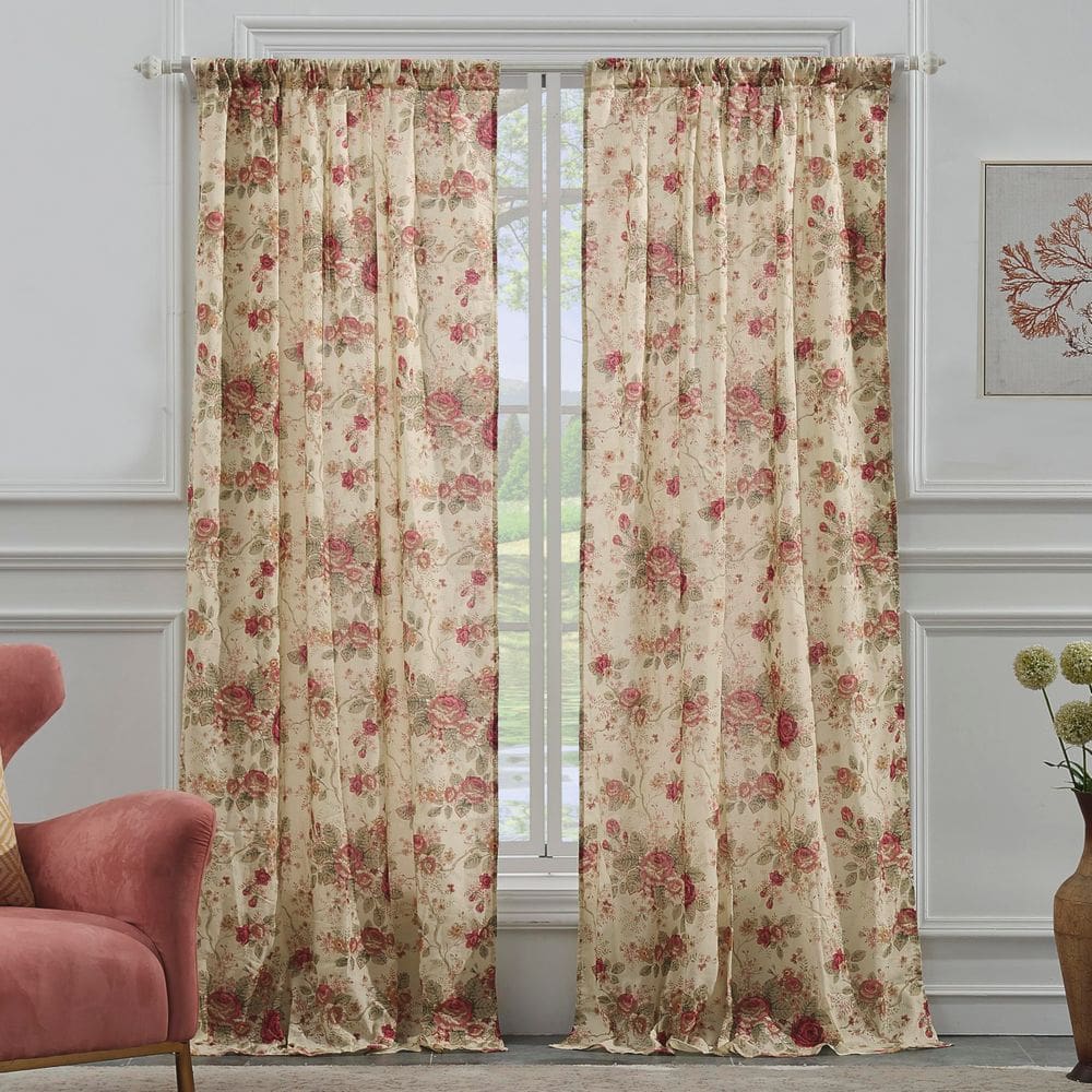 Par de painéis de cortina Greenland Home Antique Rose 100% algodão