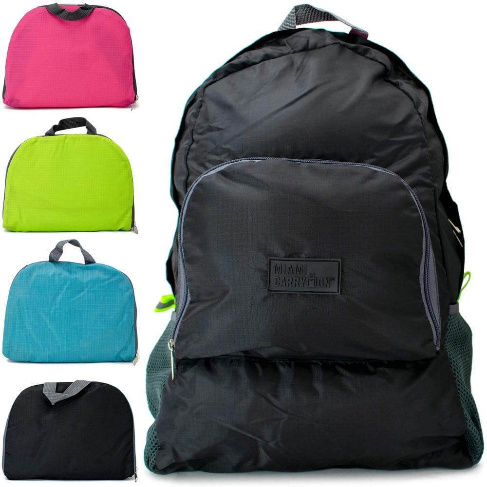 Mochila Miami CarryOn, resistente à água, dobrável, preta