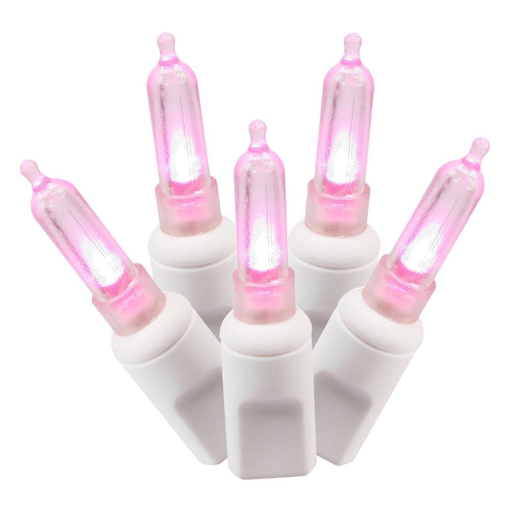 Conjunto de luzes LED Vickerman 100 Italian Pink Lights White Wire
