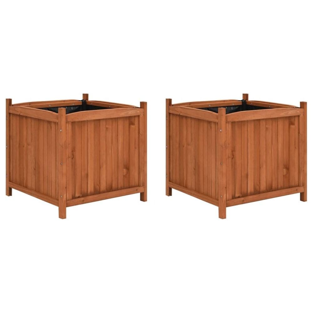 Conjunto de plantadores elevados vidaXL Solid Firwood com forro de PE, 2 peças