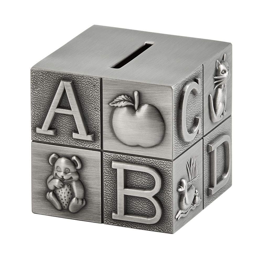 Pewter ABC Block Bank para crianças | Creative Gifts International