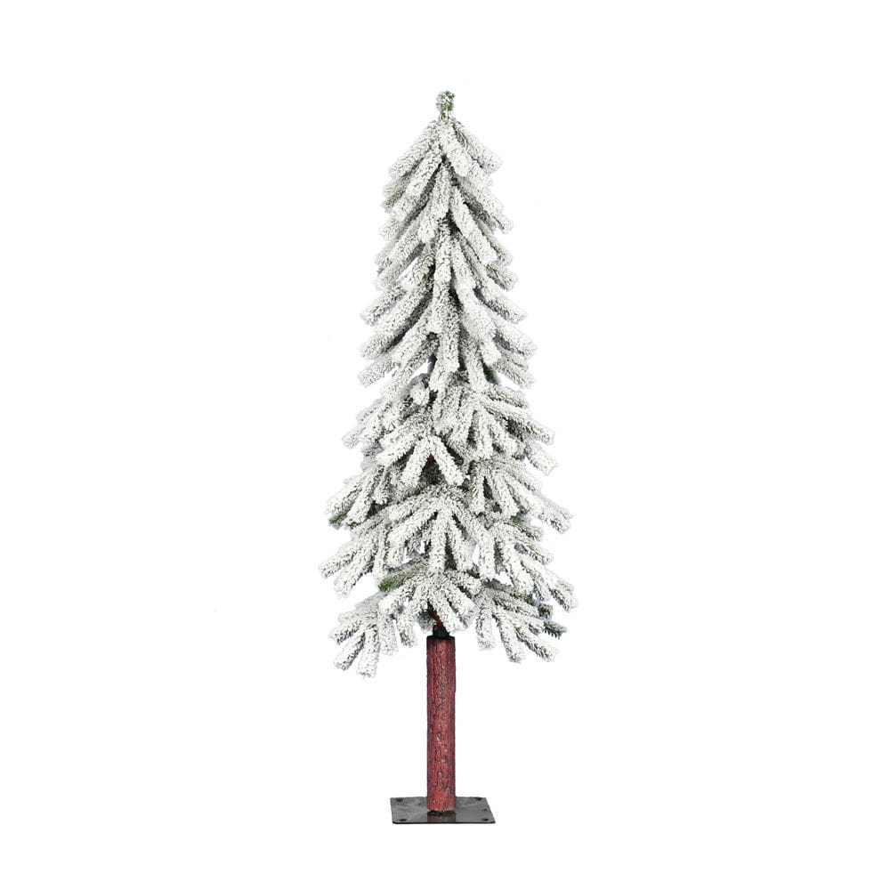 Árvore de Natal Vickerman Flocked Alpine de 1,2 m com tronco de madeira