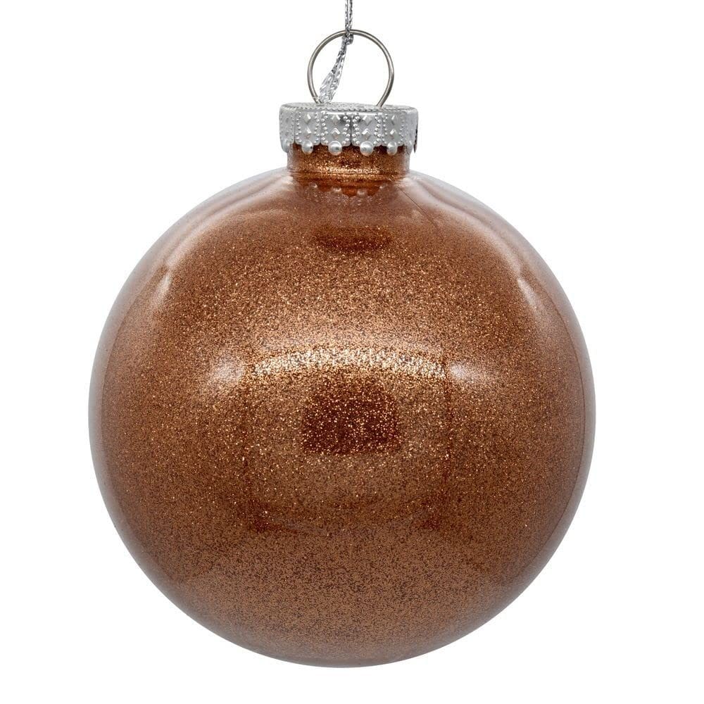 Enfeite de Natal Vickerman Clear Ball com glitter em ouro rosa