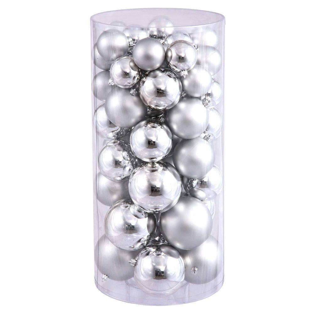 Conjunto de bolas ornamentadas Vickerman Silver Shiny/Matte Finish 50 unidades