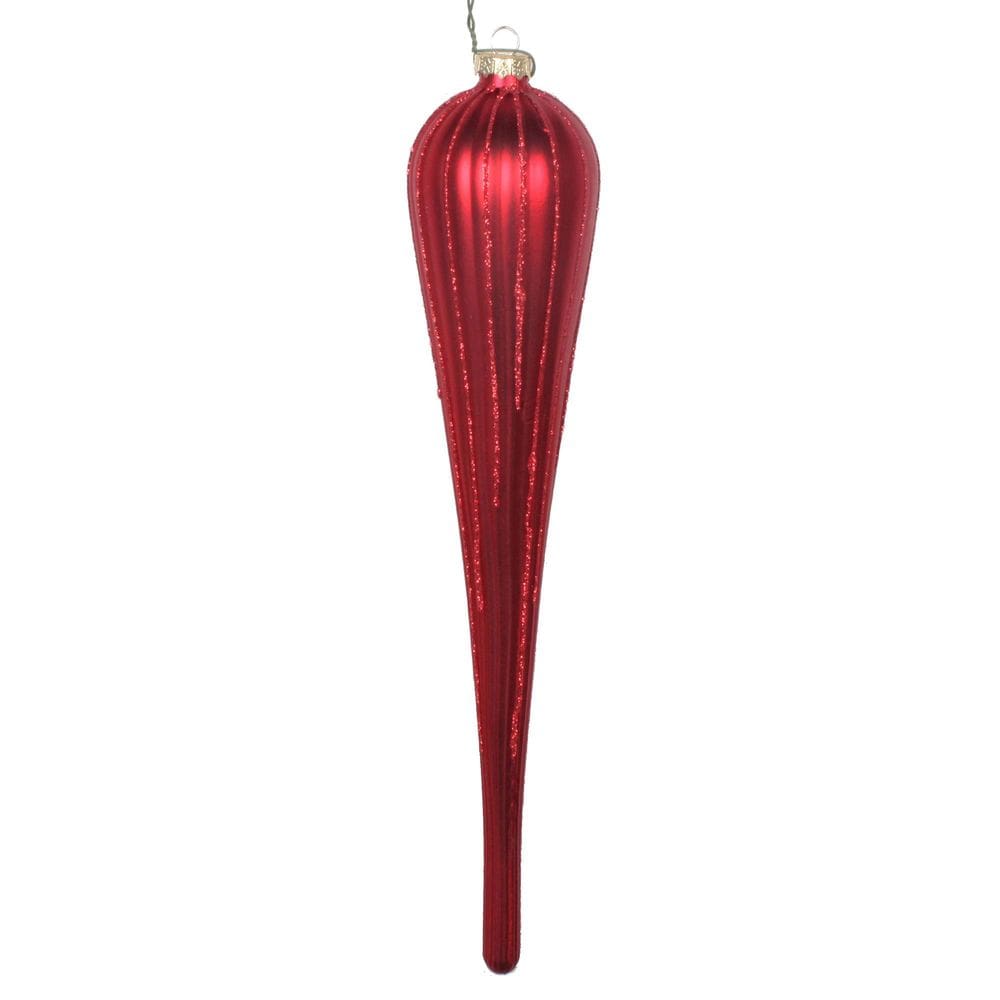 Enfeite de Natal Vickerman Red Matte Glitter Drop x3