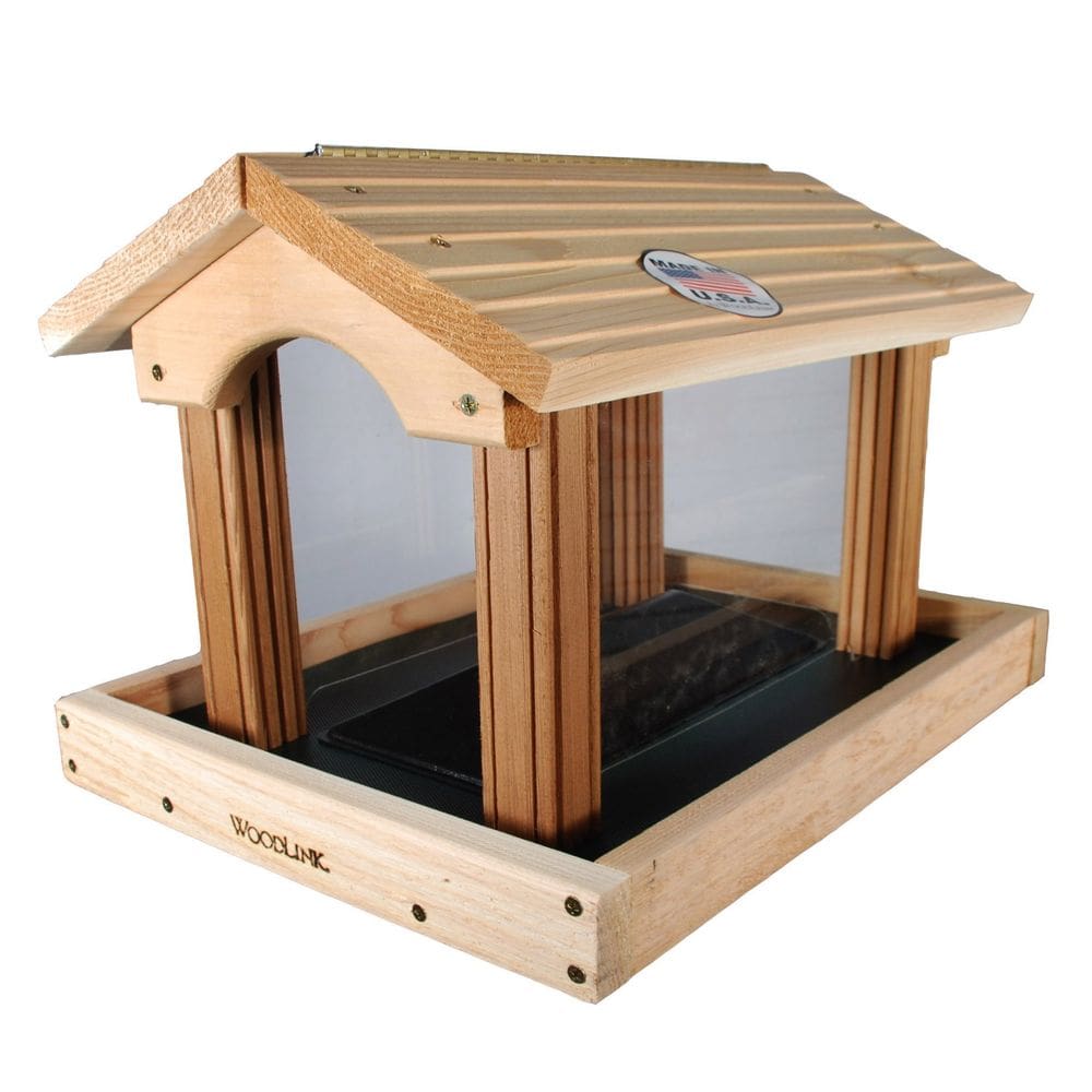 Alimentador de pássaros Woodlink PRO4 Premier Cedar Brown com capacidade de 5 kg