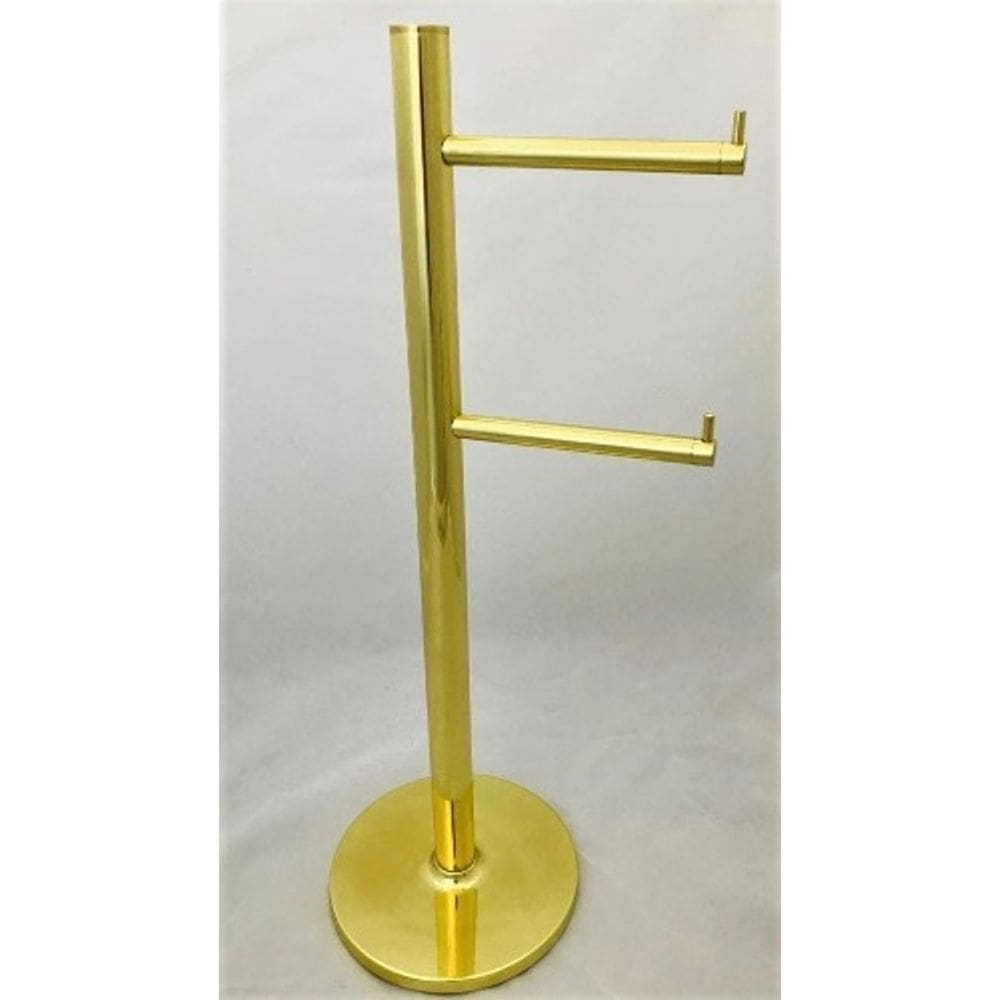 Porta Papel Higiênico Chão Redondo Duplo Latão Dourado 4031
