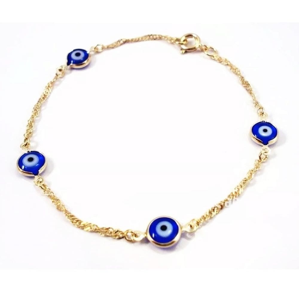 Pulseira Olho Grego Turco Mal Olhado Folheado Ouro 18k