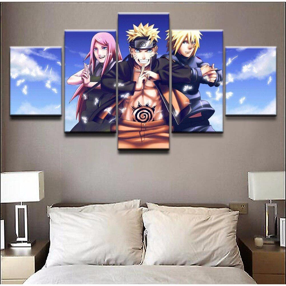 Quadro Decorativo Naruto Shipuden Hokage 5 Peças 115x60cm