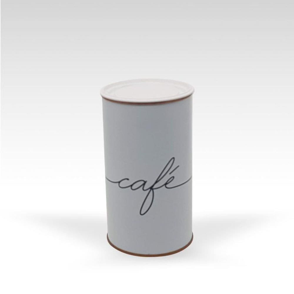 Lata Branca Café Cursiva Porta Mantimento Linda 500Grs Capac