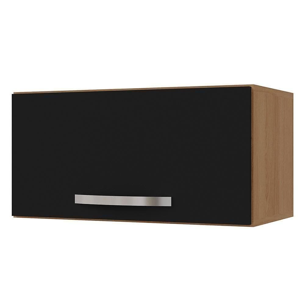 Armário Aéreo Para Geladeira 1 Porta 60cm Amêndoa/Preto