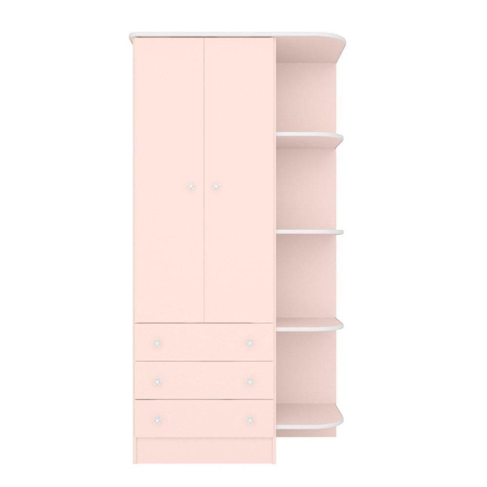 Guarda Roupa 2 Portas E 3 Gavetas Ronda Rosa Acetinado