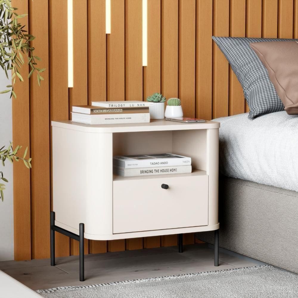 Mesa De Cabeceira Sweet Dreams Off White Preto