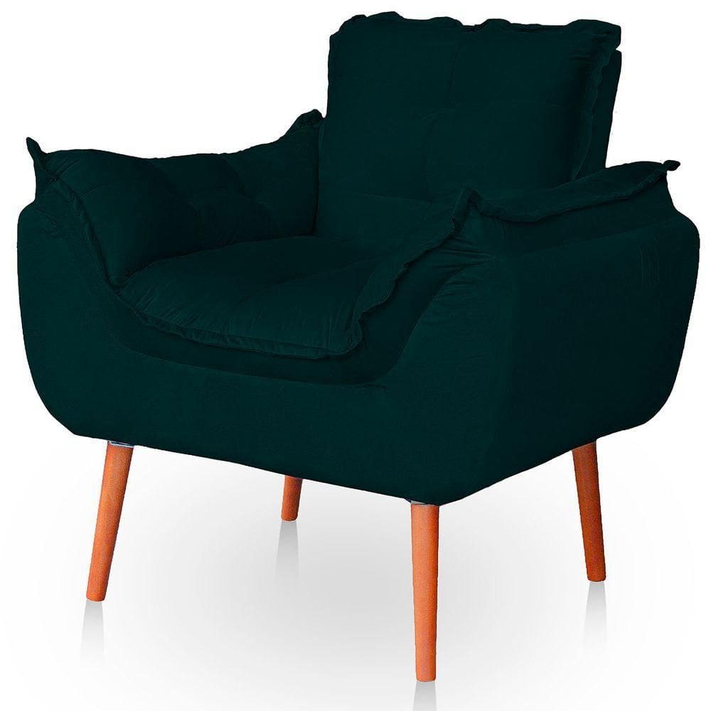 Poltrona Opala Para Sala Confortável Resistente Veludo Verde