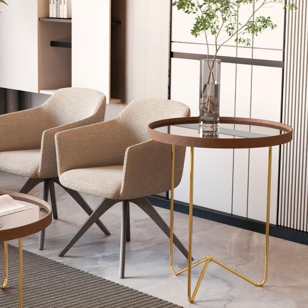 Mesa Lateral Bucareste Castanho Dourado
